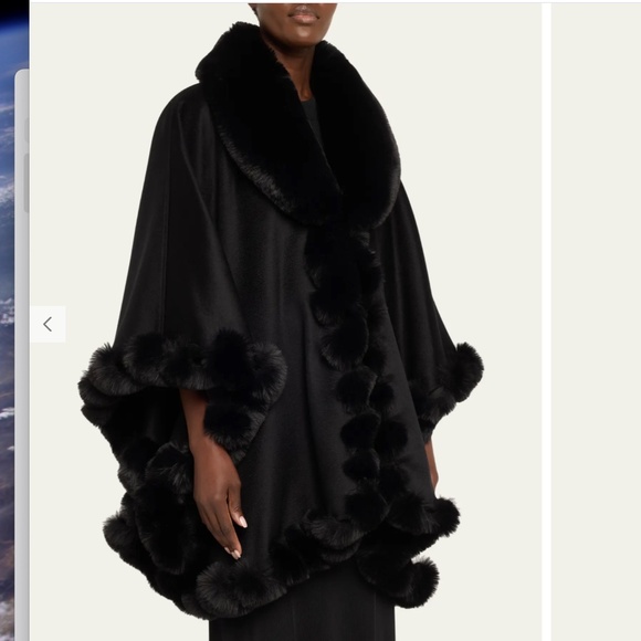 SOFIA CASHMERE Cashmere Faux Fur Trim Cape - Picture 5 of 6